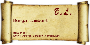 Bunya Lambert névjegykártya